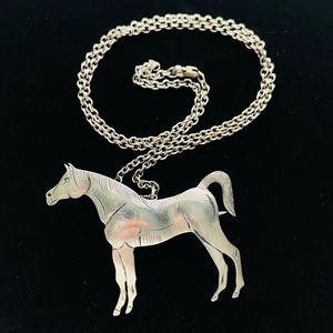 Vintage Sterling Silver Yazzie Horse necklace pin